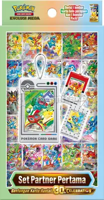 Pokemon ID 30th Celebration Set Partner Pertama Gantungan Kartu Rantai